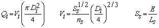 Manning's equation for each siphon flowing full