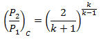 Critical pressure ratio formula