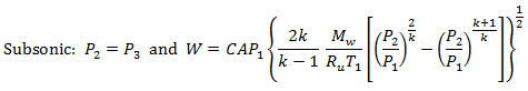 Subsonic mass leak rate