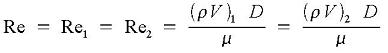 Equations for Reynolds Number at pipe entrance and pipe exit