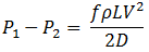 Pressure drop energy equation