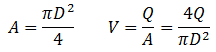 Area, velocity for pressure loss derivation